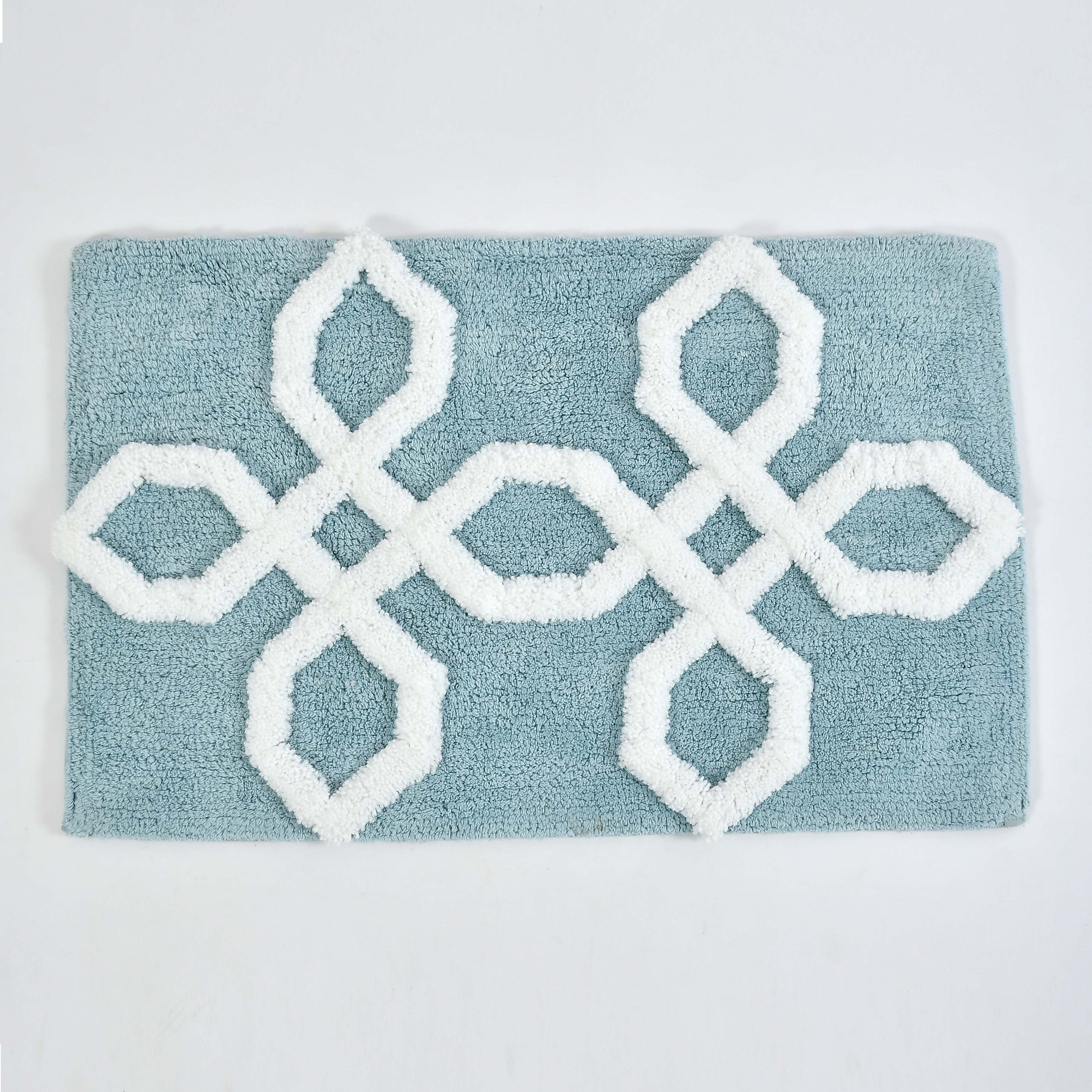 Hexora Cotton Bath Mat with Anti-Slip - 40x60cm, Light Blue