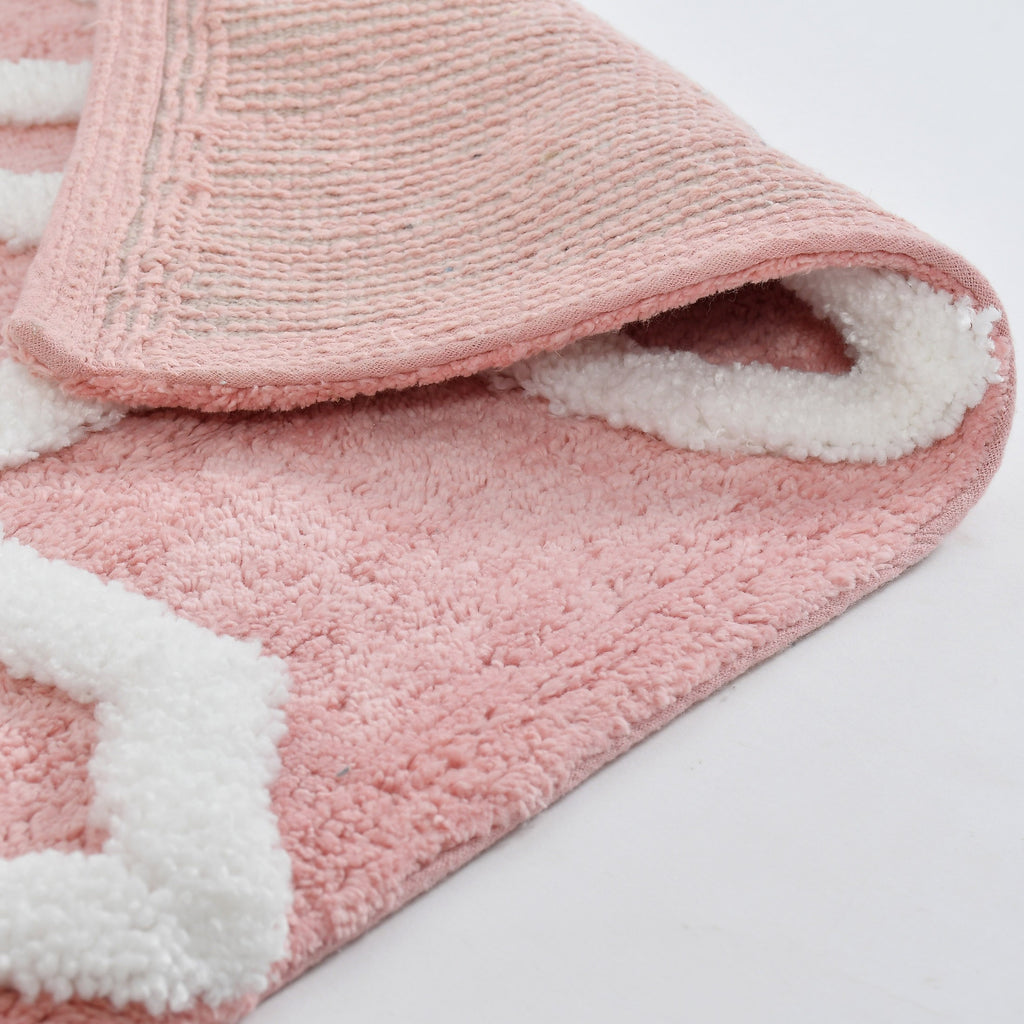 Hexora Cotton Bath Mat with Anti-Slip - 40x60cm, Pink