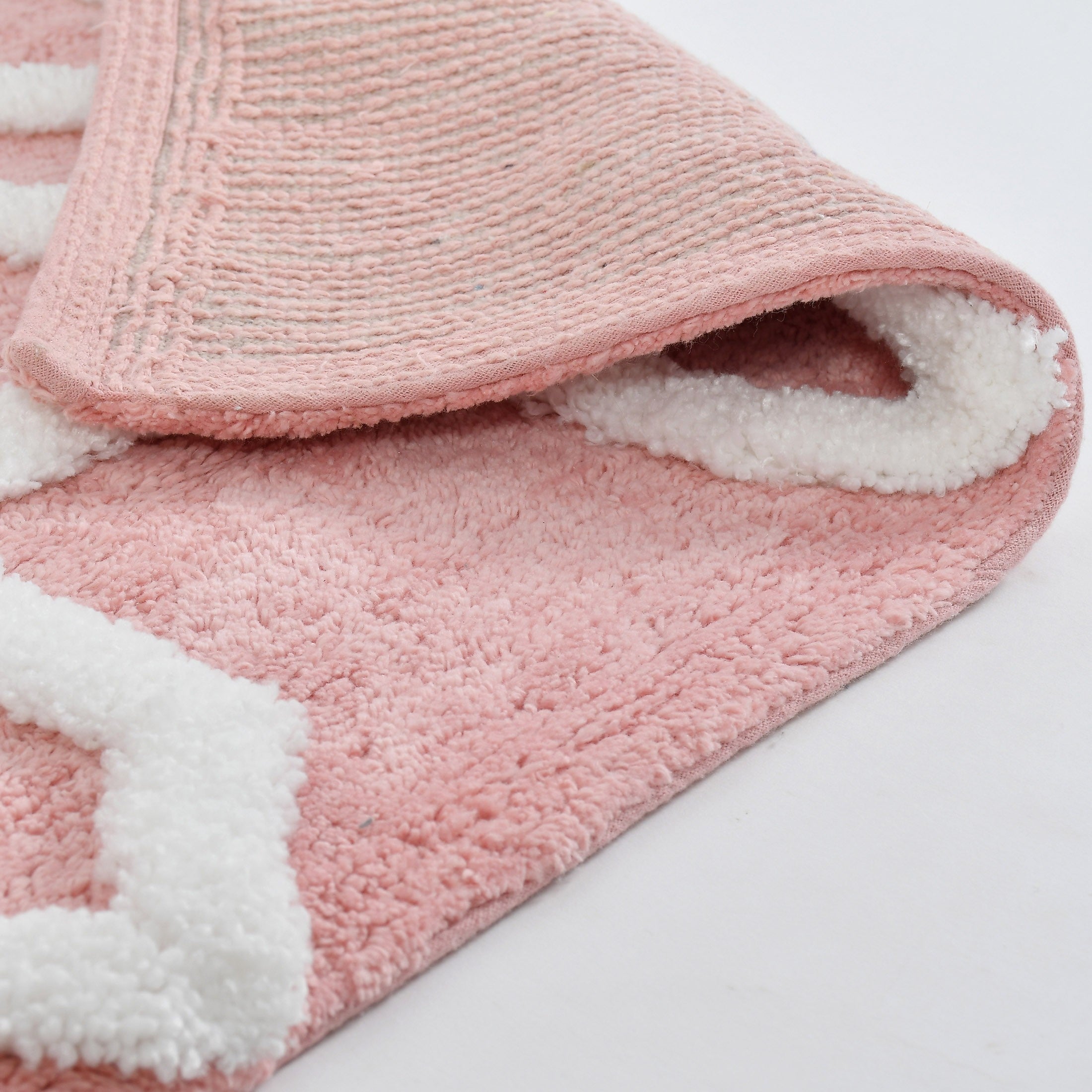 Hexora Cotton Bath Mat with Anti-Slip - 40x60cm, Pink