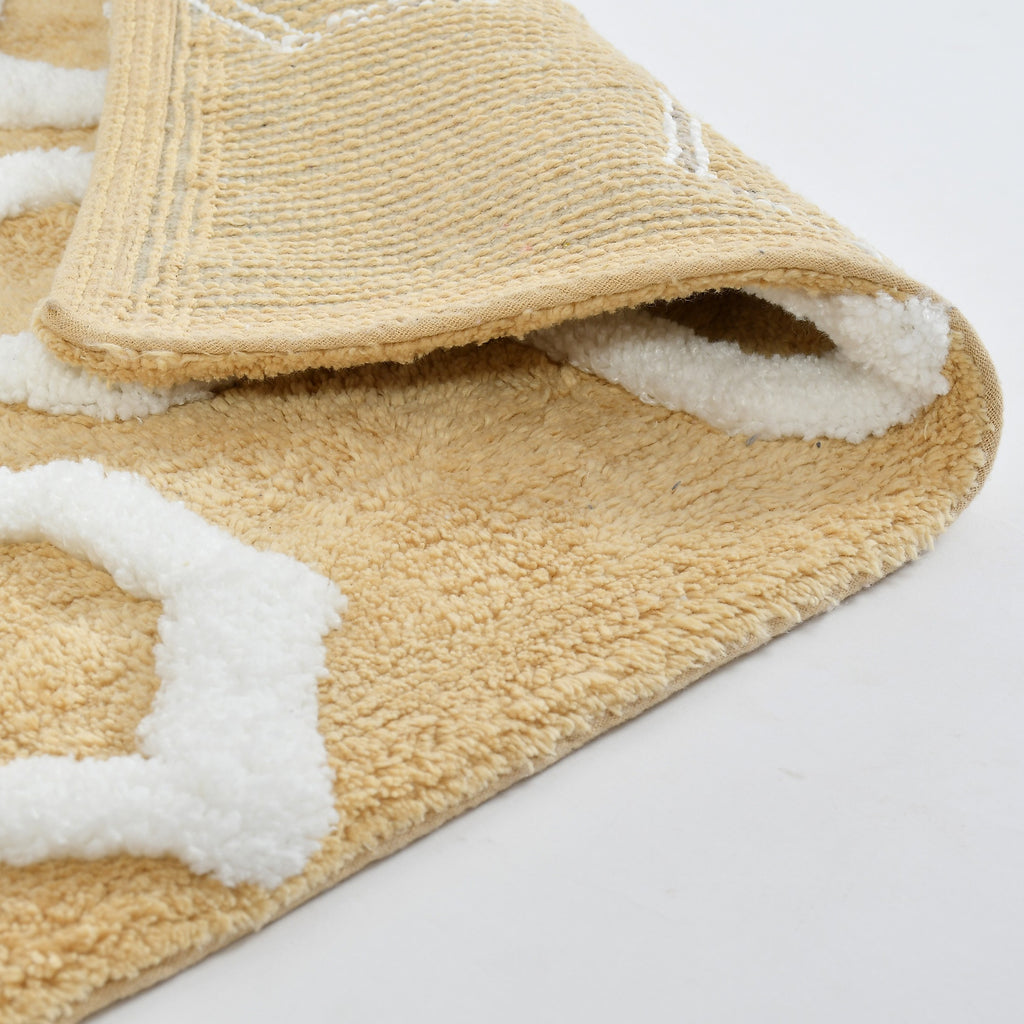 Hexora Cotton Bath Mat with Anti-Slip - 40x60cm, Beige