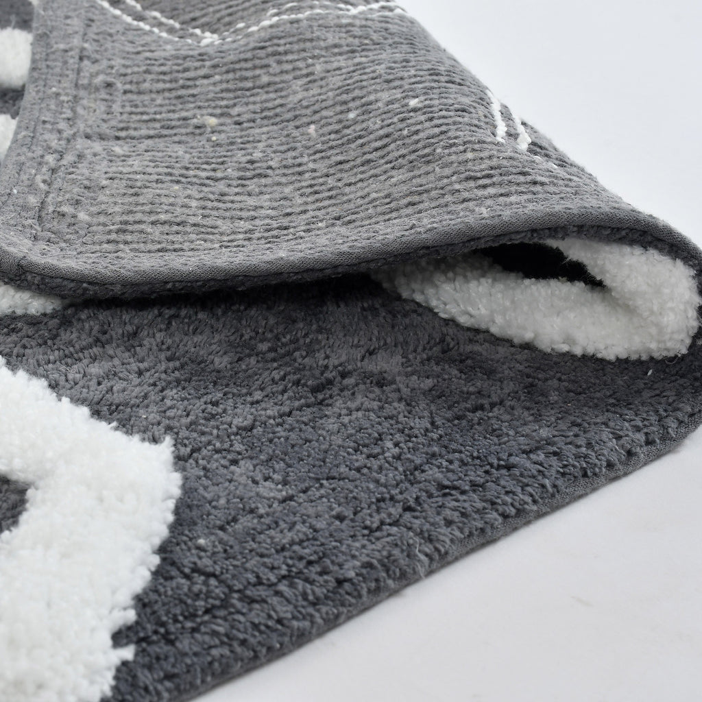 Hexora Cotton Bath Mat with Anti-Slip - 40x60cm, Grey