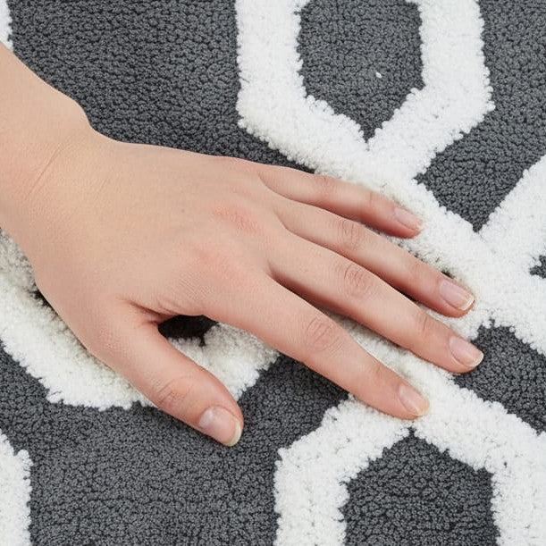 Hexora Cotton Bath Mat with Anti-Slip - 40x60cm, Grey