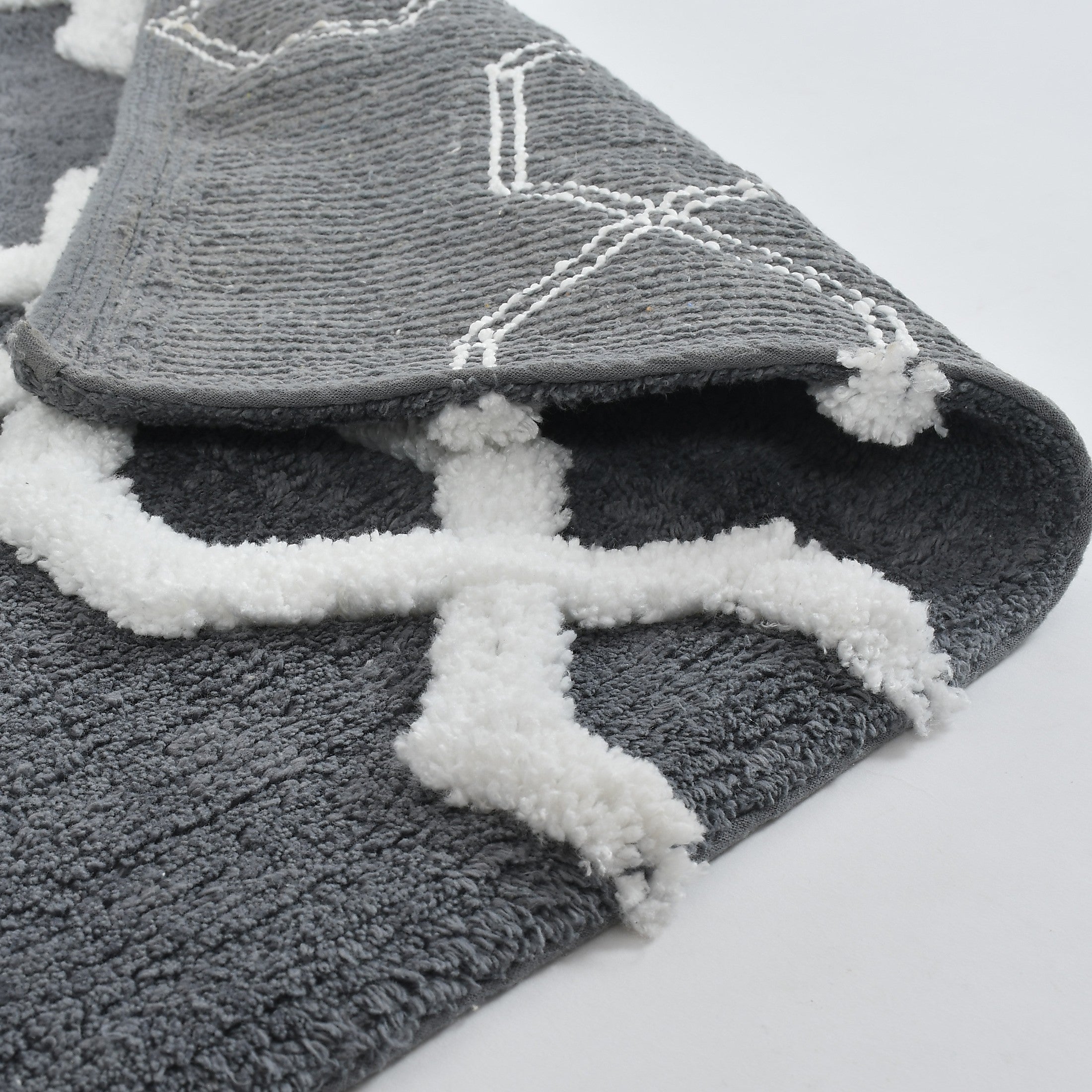 Hexora Cotton Bath Mat with Anti-Slip - 50x80cm, Grey