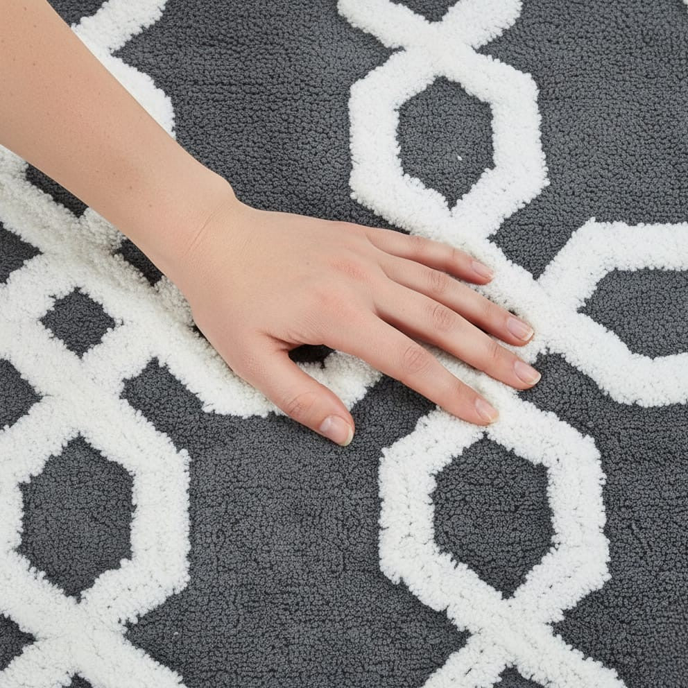 Hexora Cotton Bath Mat with Anti-Slip - 50x80cm, Grey