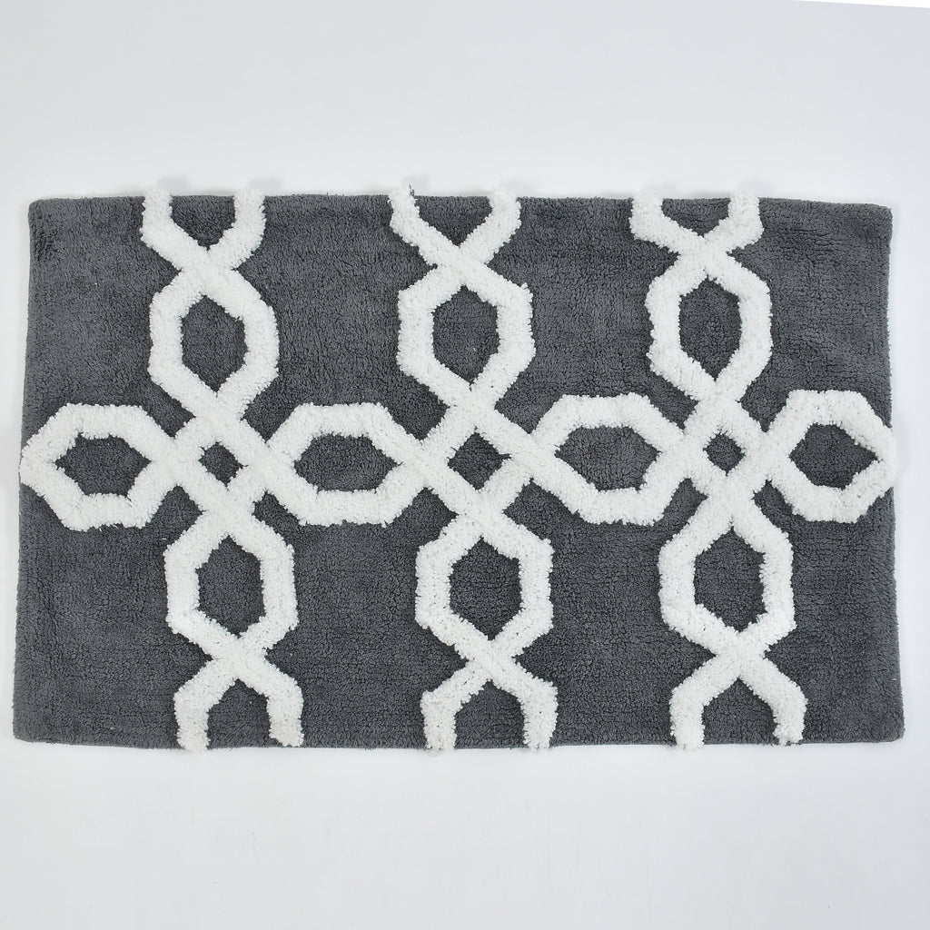 Hexora Cotton Bath Mat with Anti-Slip - 50x80cm, Grey