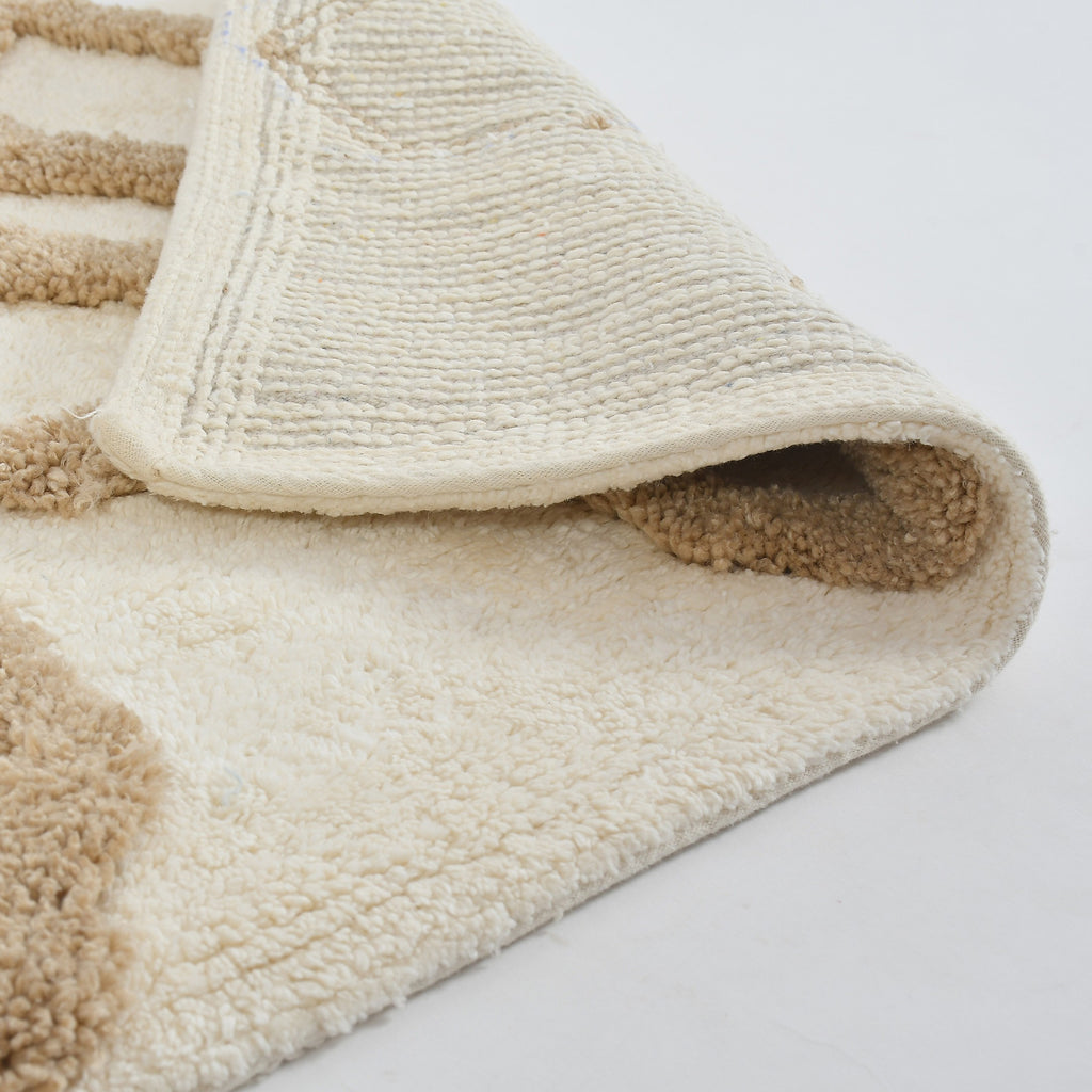 Hexora Cotton Bath Mat with Anti-Slip - 40x60cm, Ivory