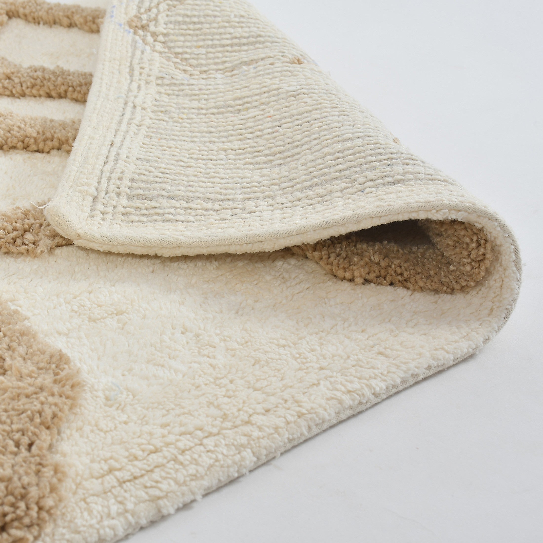 Hexora Cotton Bath Mat with Anti-Slip - 40x60cm, Ivory