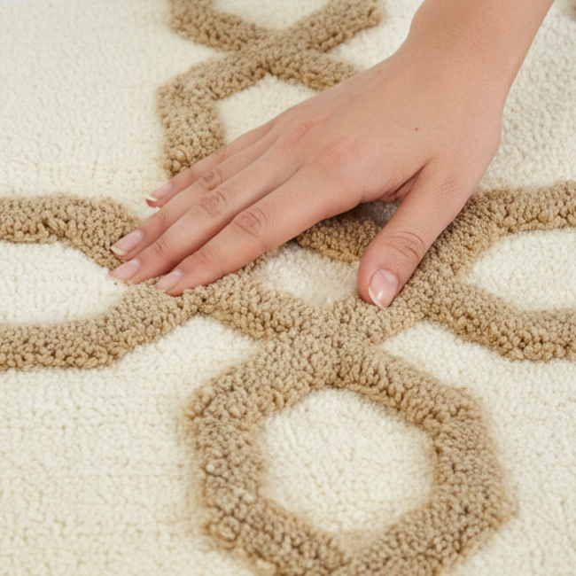 Hexora Cotton Bath Mat with Anti-Slip - 40x60cm, Ivory