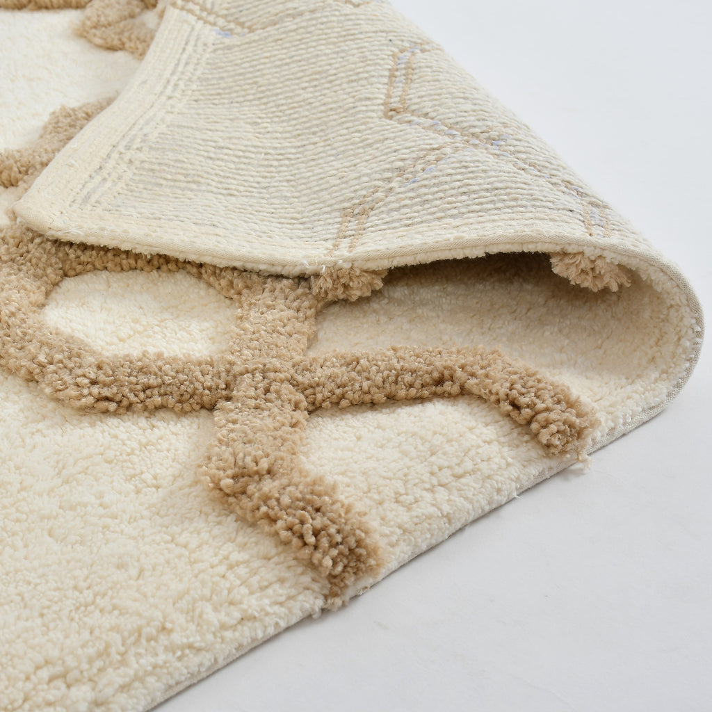 Hexora Cotton Bath Mat with Anti-Slip - 50x80cm, Ivory