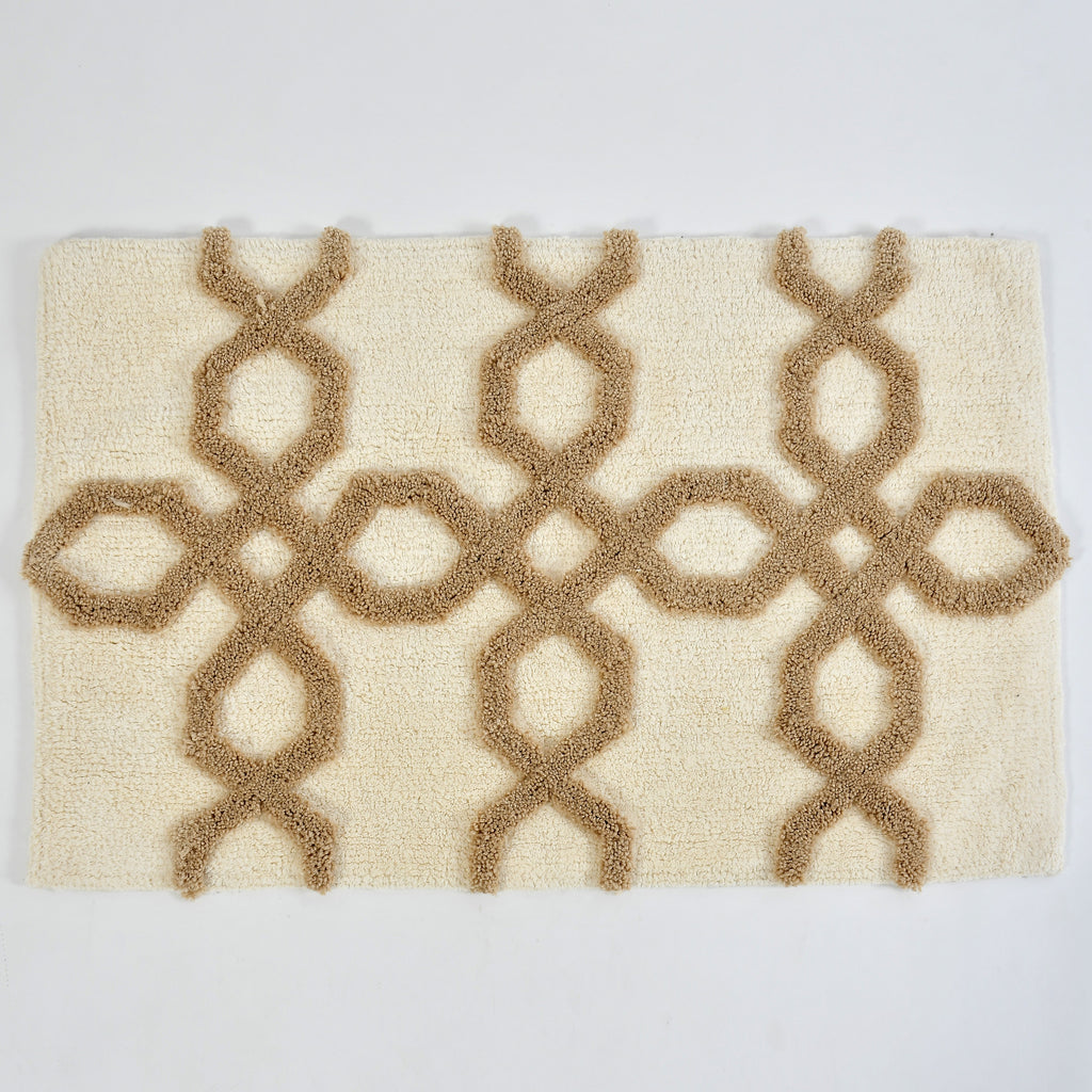Hexora Cotton Bath Mat with Anti-Slip - 50x80cm, Ivory