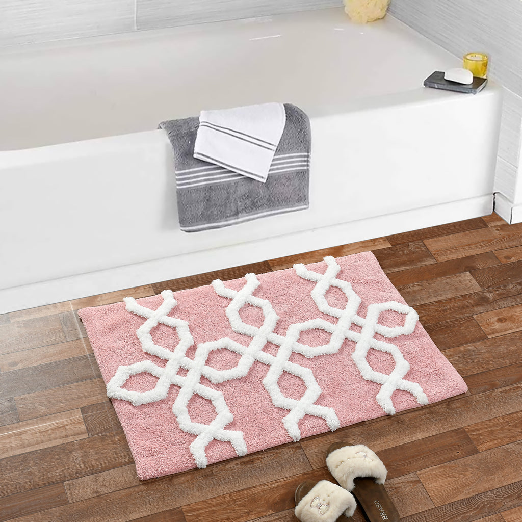 Hexora Cotton Bath Mat with Anti-Slip - 50x80cm, Pink