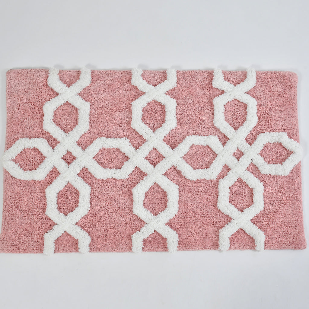 Hexora Cotton Bath Mat with Anti-Slip - 50x80cm, Pink