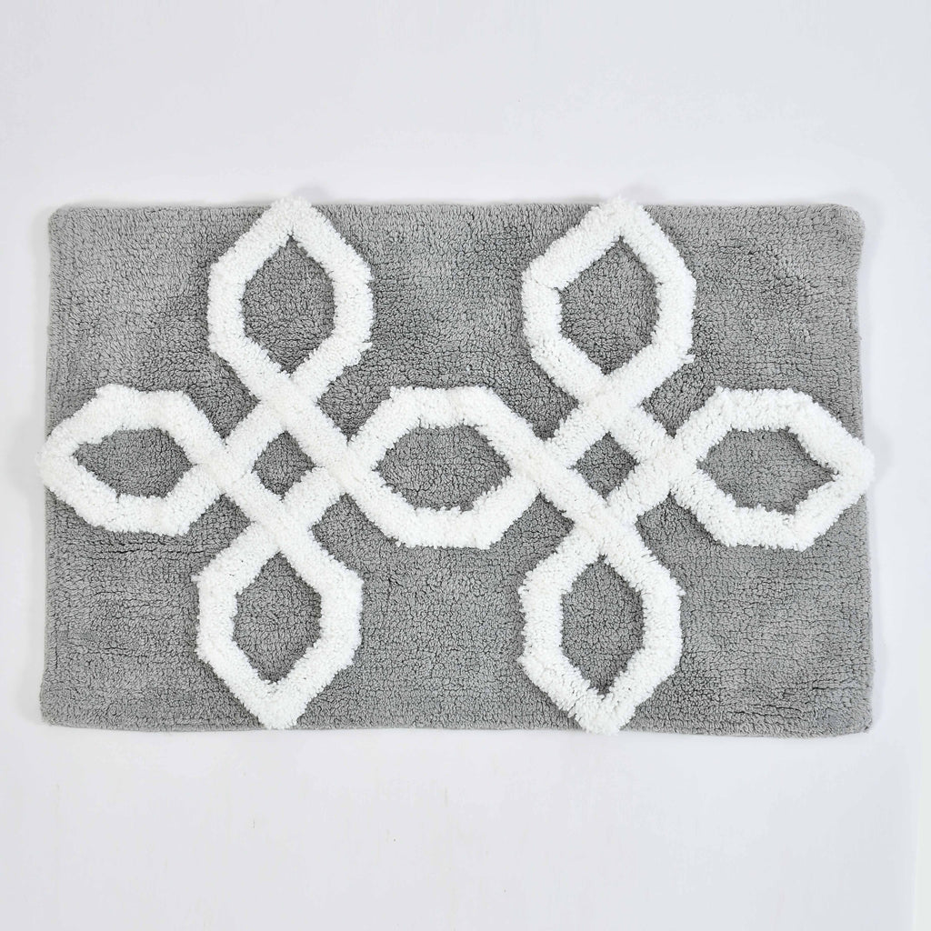 Hexora Cotton Bath Mat with Anti-Slip - 40x60cm, Light Grey