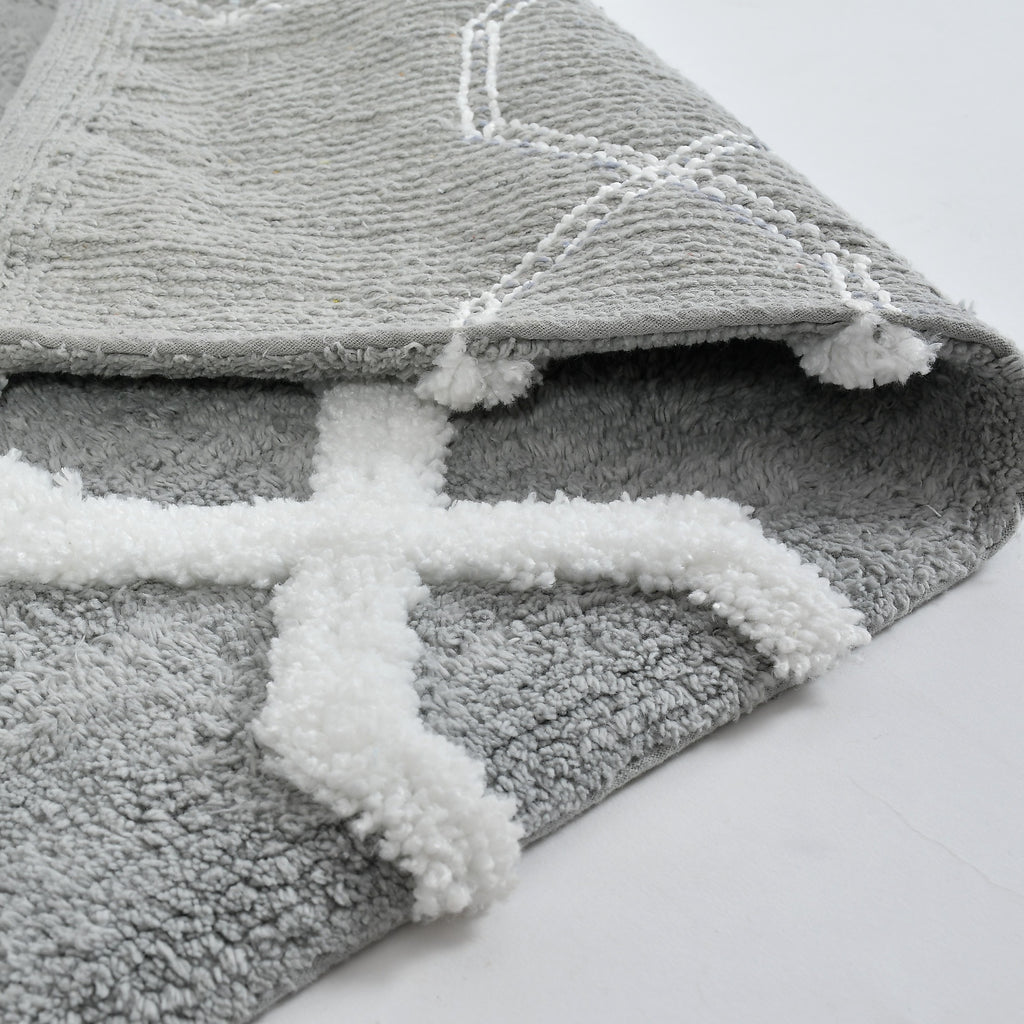 Hexora Cotton Bath Mat with Anti-Slip - 50x80cm, Light Grey
