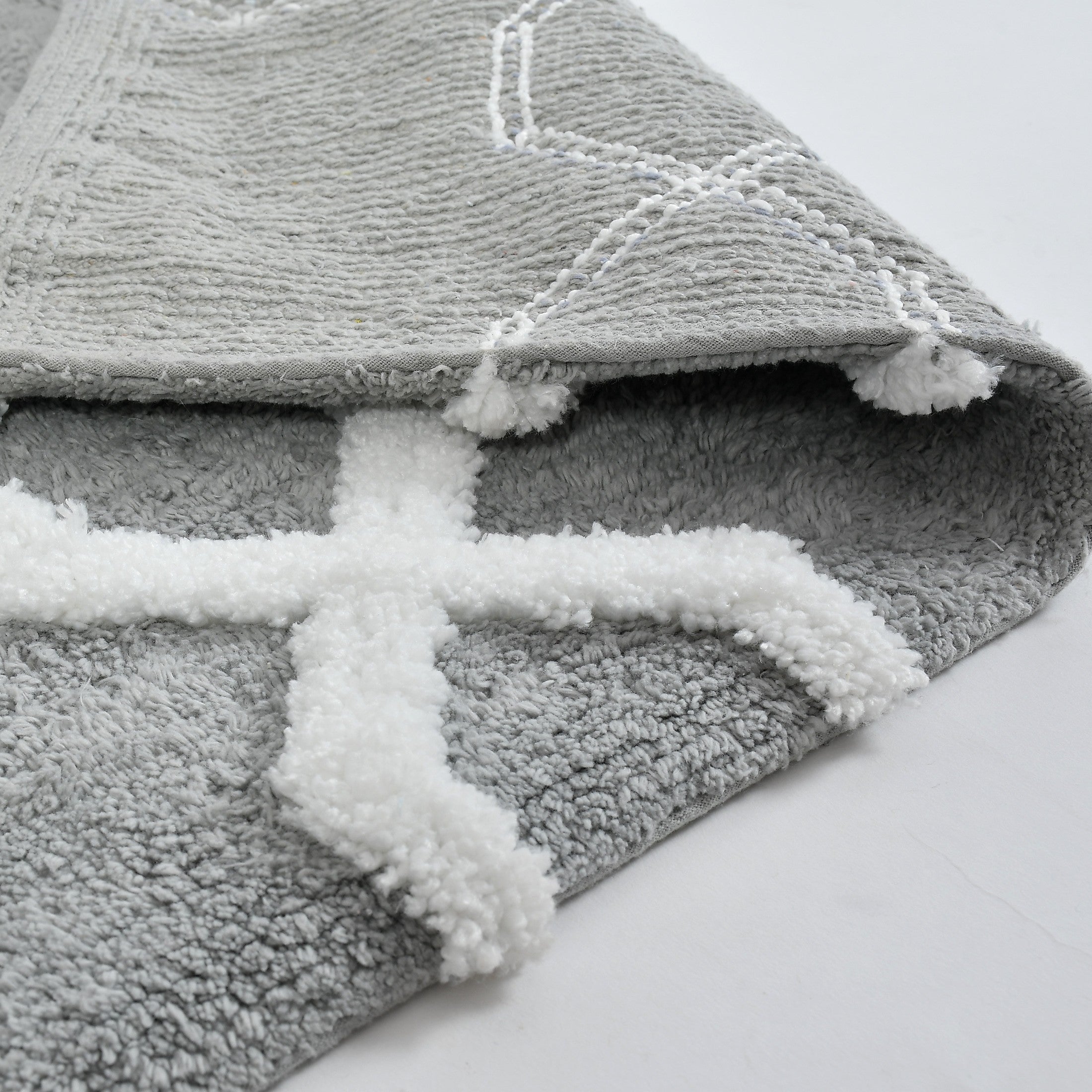 Hexora Cotton Bath Mat with Anti-Slip - 50x80cm, Light Grey