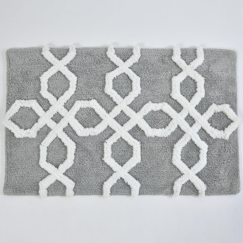 Hexora Cotton Bath Mat with Anti-Slip - 50x80cm, Light Grey
