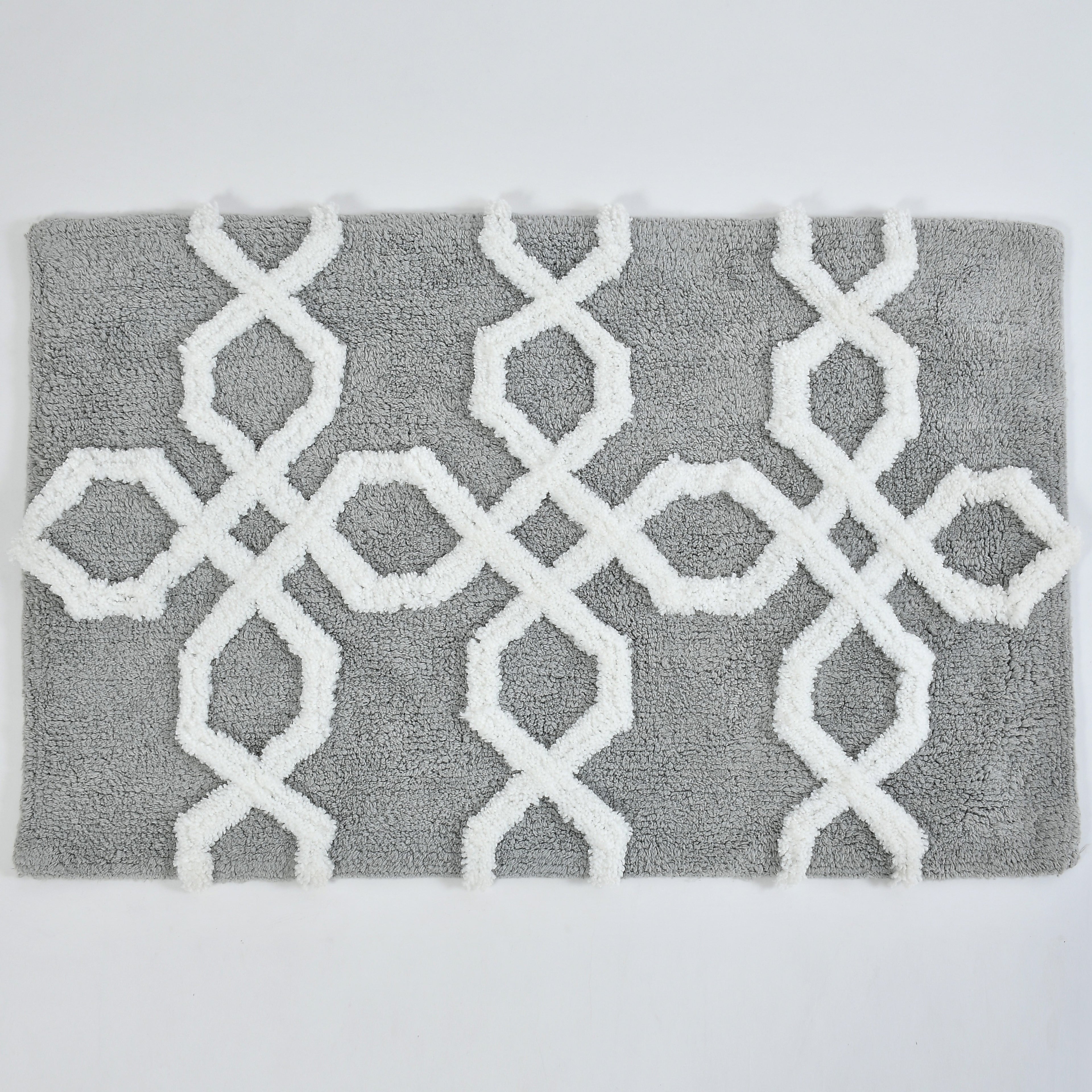 Hexora Cotton Bath Mat with Anti-Slip - 50x80cm, Light Grey