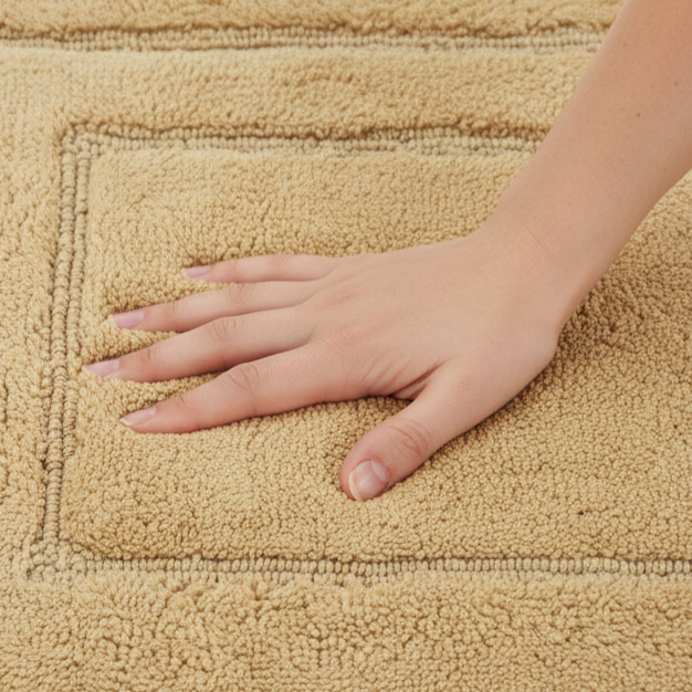 Classic Cotton Bath Mat with Anti-Slip - 40x60cm, Beige