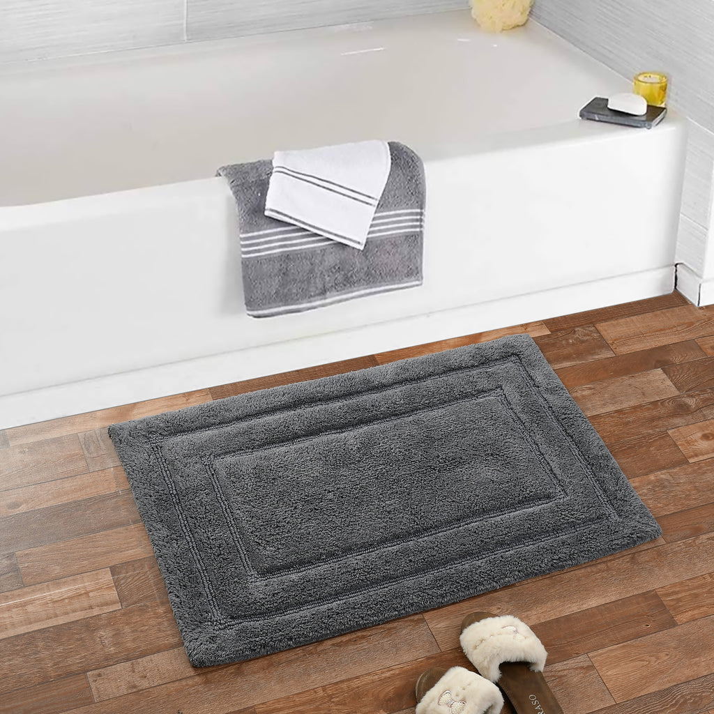 Classic Cotton Bath Mat with Anti-Slip - 50x80cm, Grey
