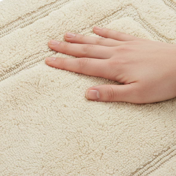 Classic Cotton Bath Mat with Anti-Slip - 40x60cm, Ivory