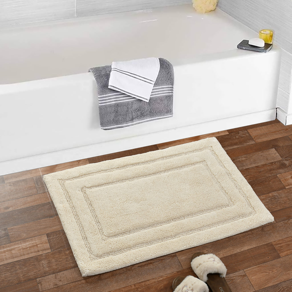 Classic Cotton Bath Mat with Anti-Slip - 50x80cm, Ivory