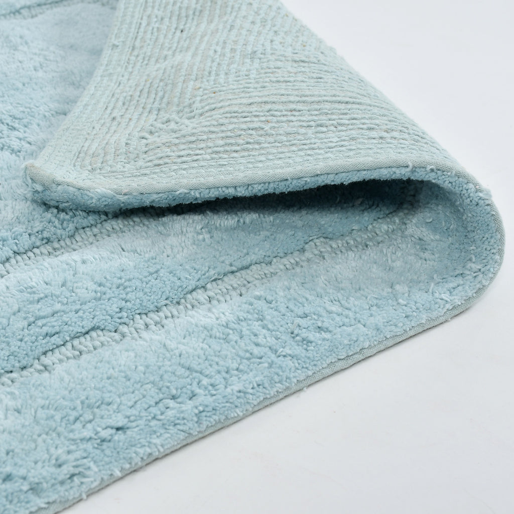 Classic Cotton Bath Mat with Anti-Slip - 40x60cm, Light Blue