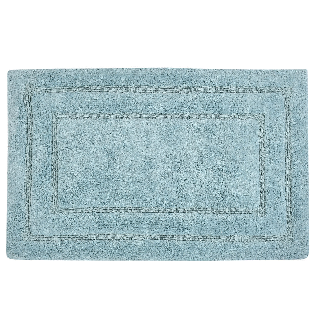 Classic Cotton Bath Mat with Anti-Slip - 40x60cm, Light Blue