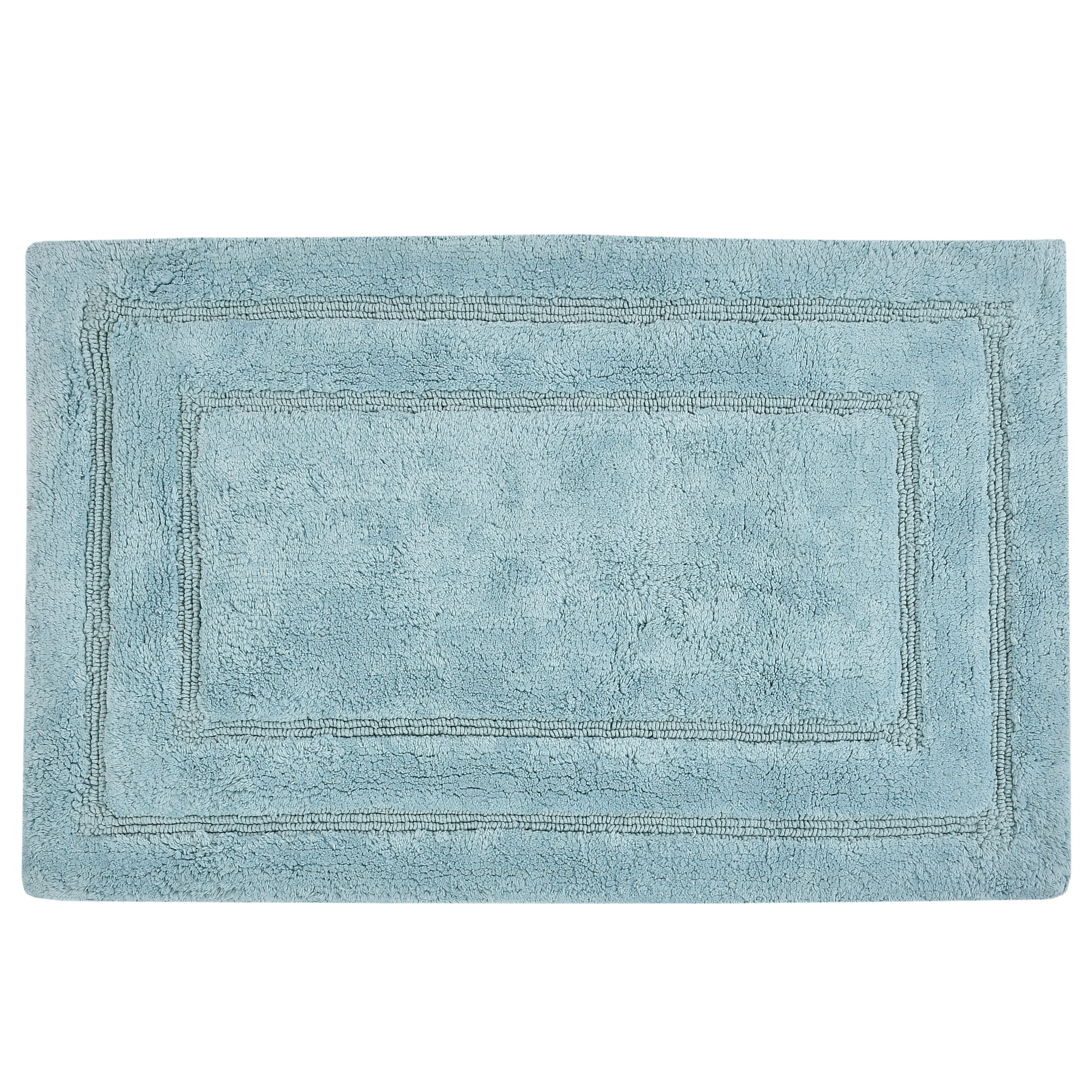 Classic Cotton Bath Mat with Anti-Slip - 40x60cm, Light Blue