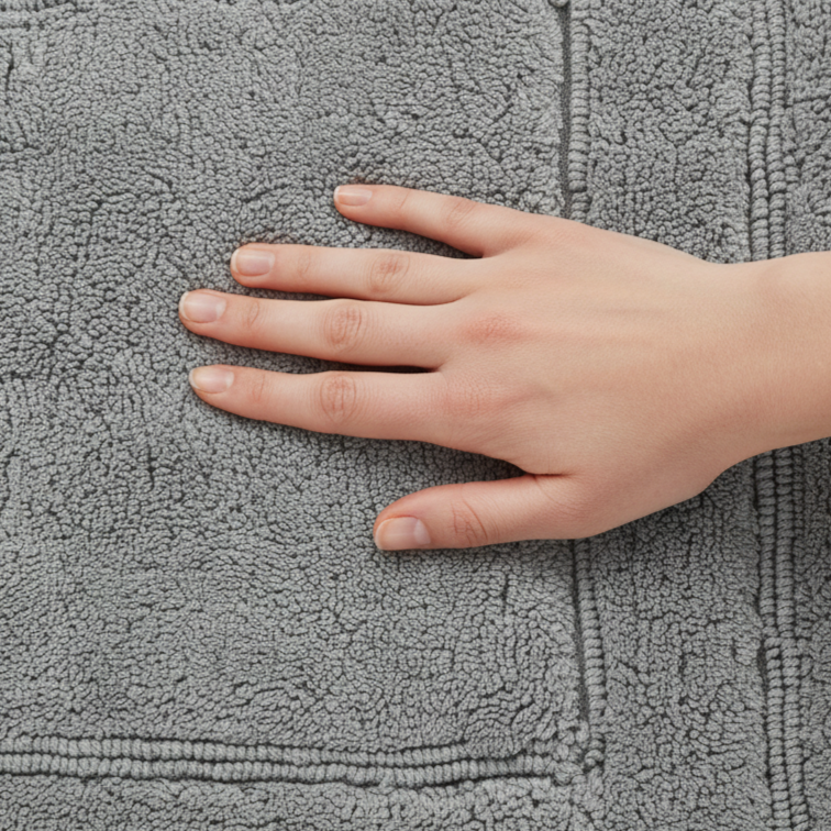 Classic Cotton Bath Mat with Anti-Slip - 40x60cm, Light-Grey