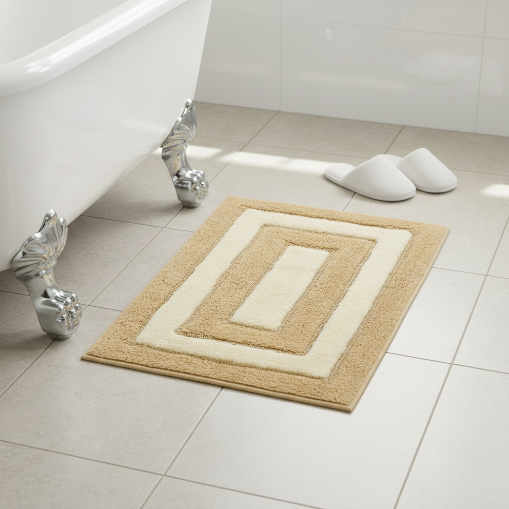 Dualis Cotton Bath Mat with Anti-Slip - 50x80cm, Beige