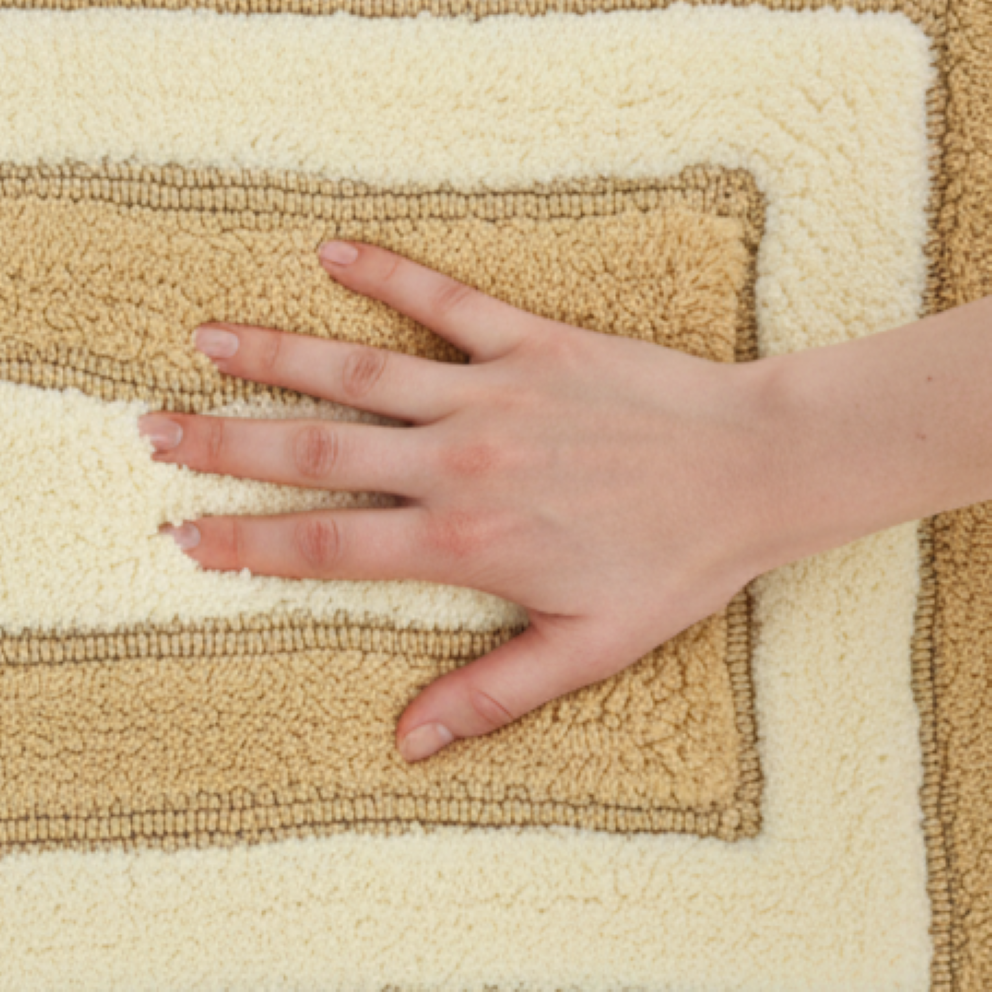 Dualis Cotton Bath Mat with Anti-Slip - 40x60cm, Beige