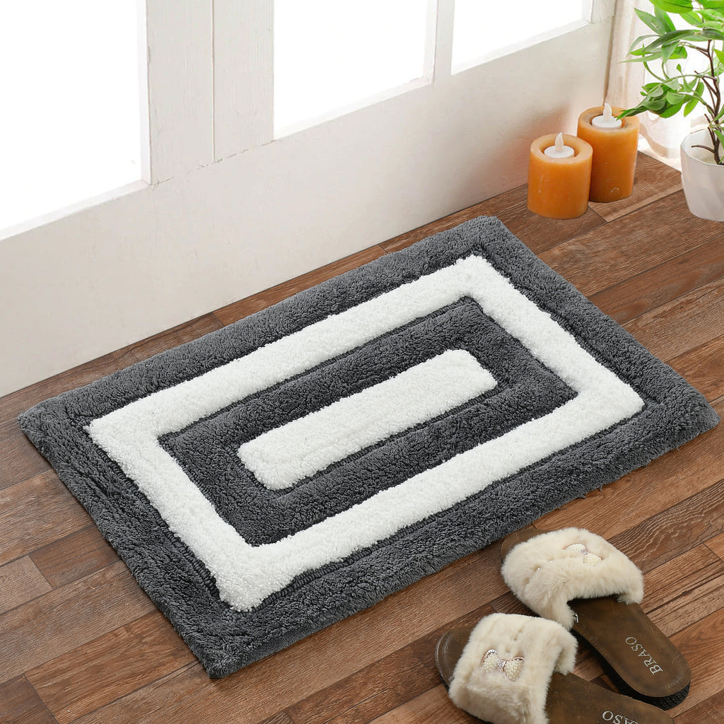 Dualis Cotton Bath Mat with Anti-Slip - 50x80cm, Grey
