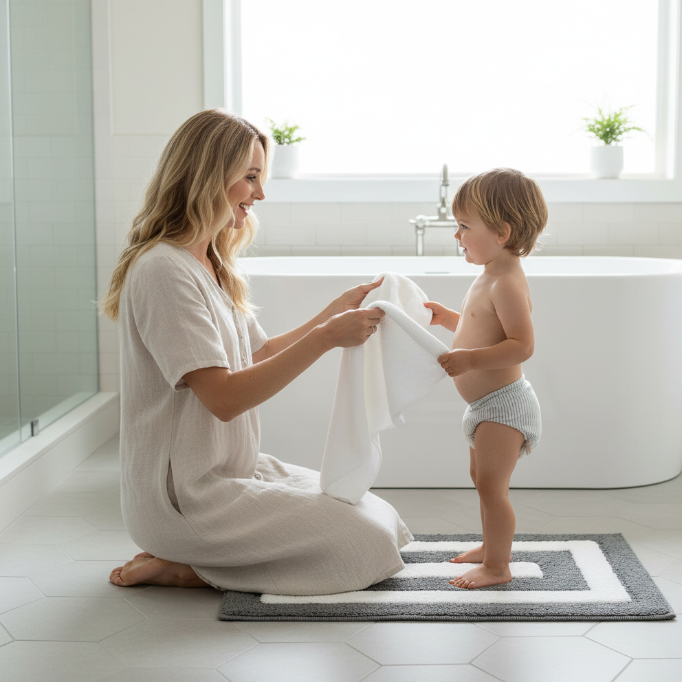 Dualis Cotton Bath Mat with Anti-Slip - 50x80cm, Grey