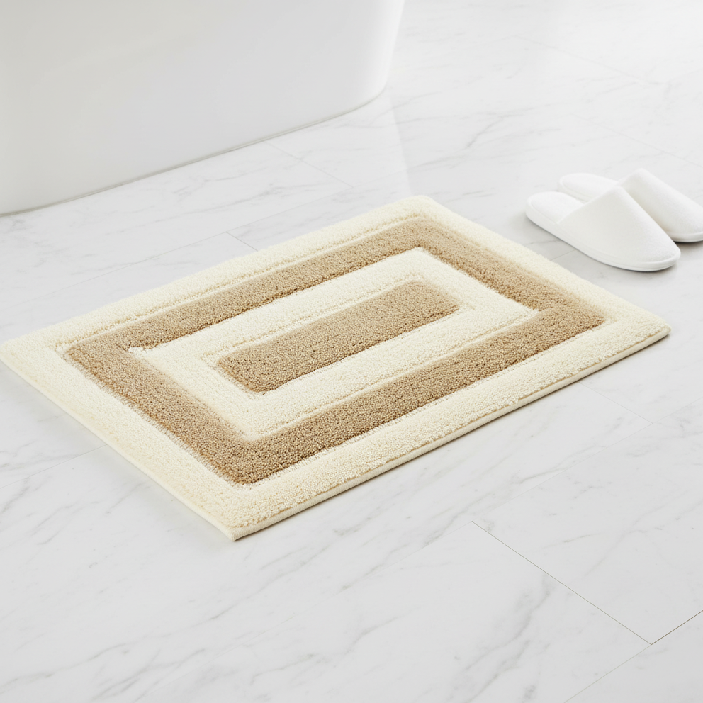 Dualis Cotton Bath Mat with Anti-Slip - 40x60cm, Ivory
