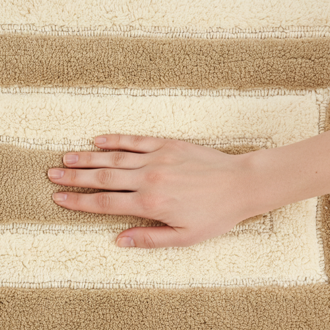 Dualis Cotton Bath Mat with Anti-Slip - 50x80cm, Ivory