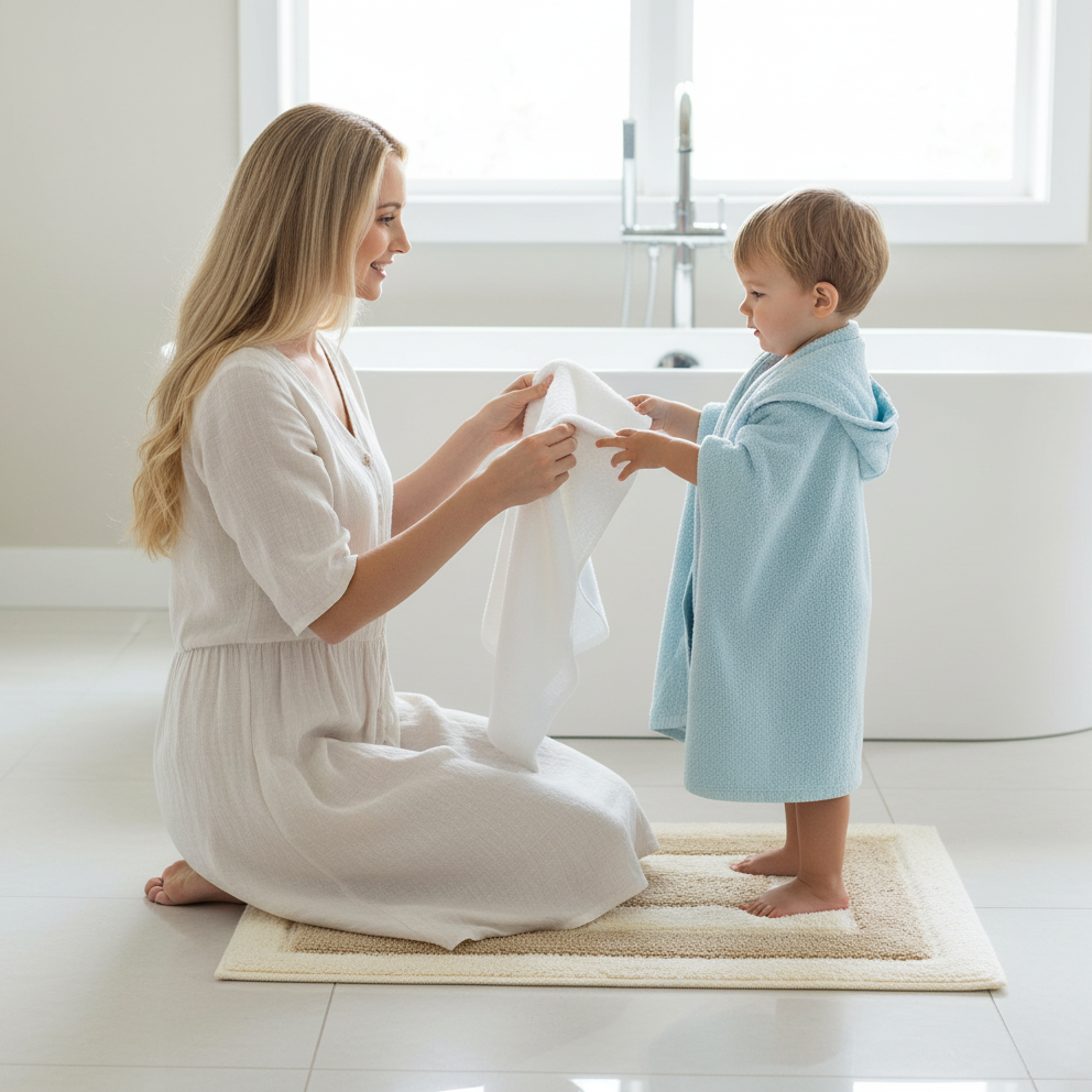 Dualis Cotton Bath Mat with Anti-Slip - 50x80cm, Ivory