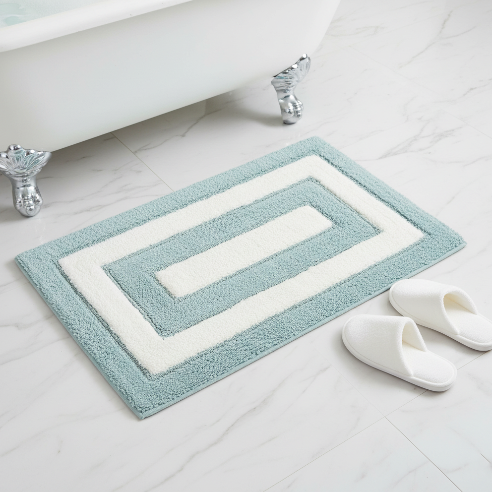 Dualis Cotton Bath Mat with Anti-Slip - 40x60cm, Light Blue