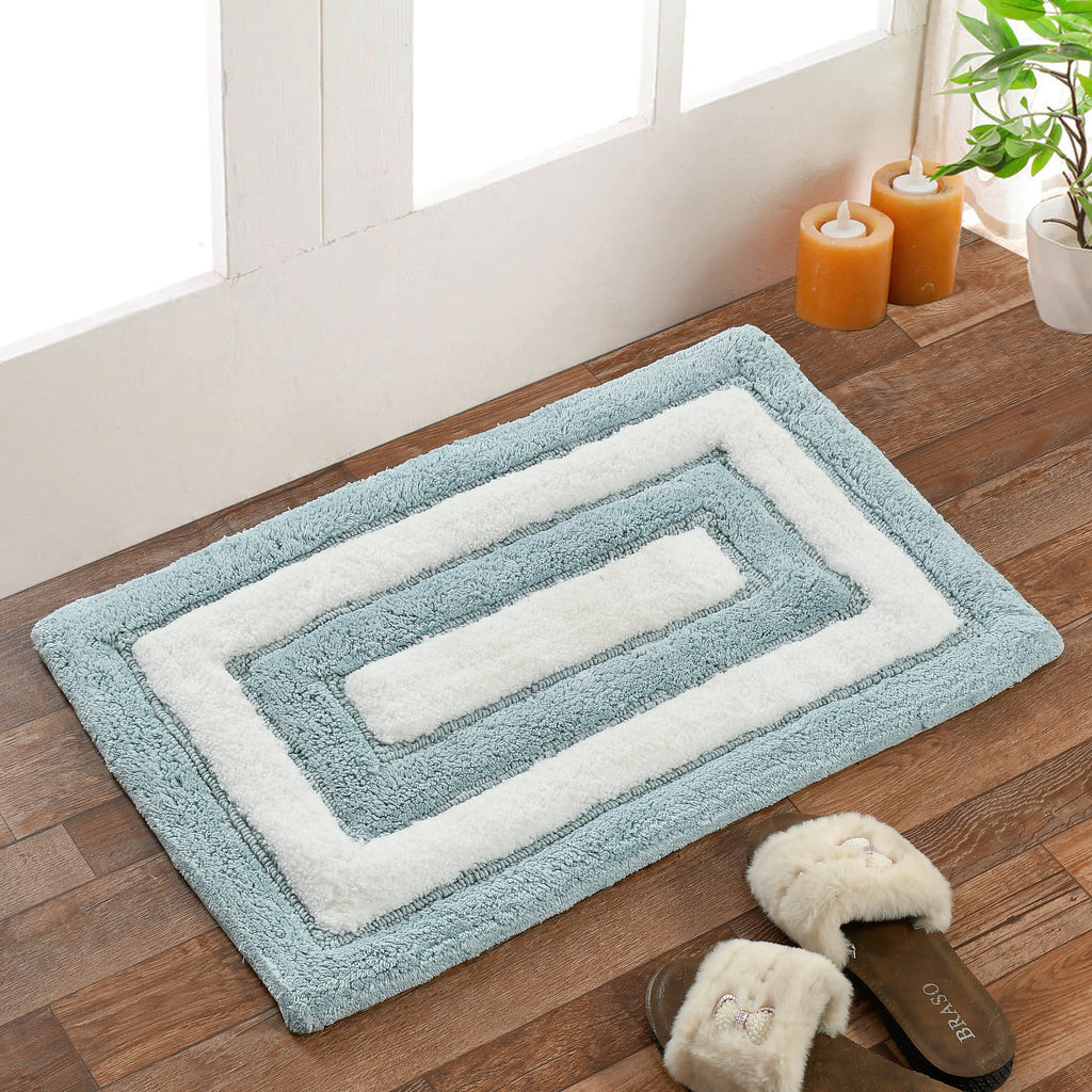 Dualis Cotton Bath Mat with Anti-Slip - 40x60cm, Light Blue