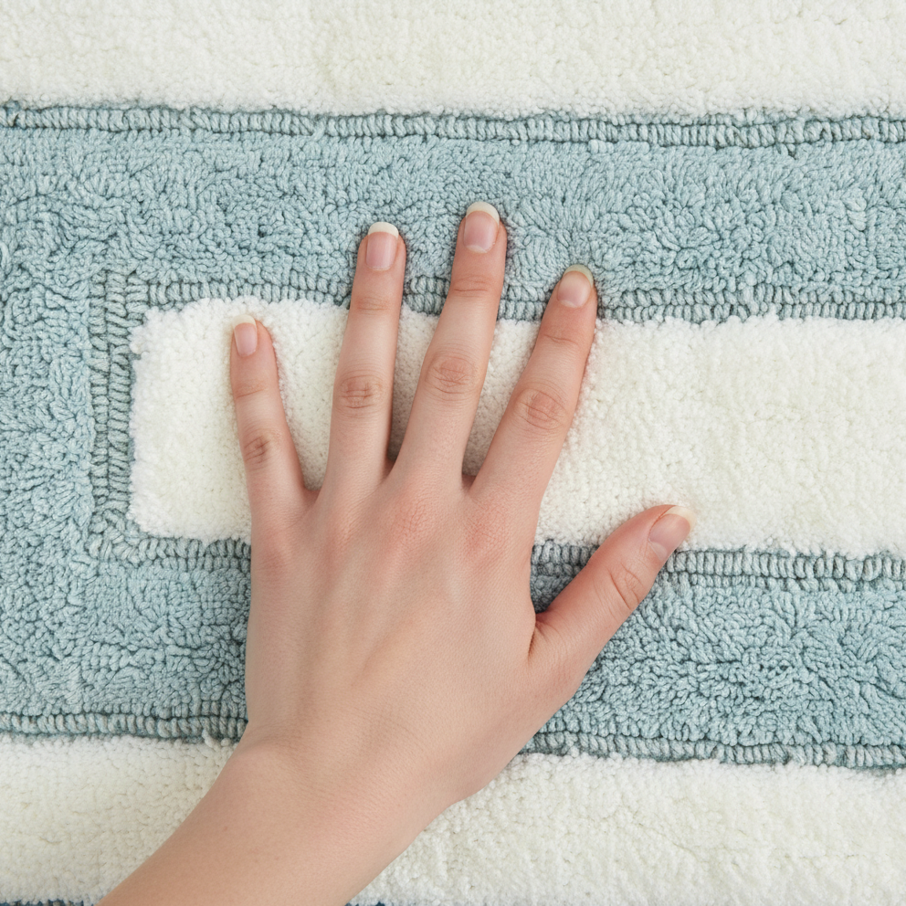 Dualis Cotton Bath Mat with Anti-Slip - 40x60cm, Light Blue