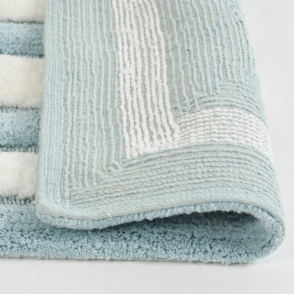 Dualis Cotton Bath Mat with Anti-Slip - 40x60cm, Light Blue