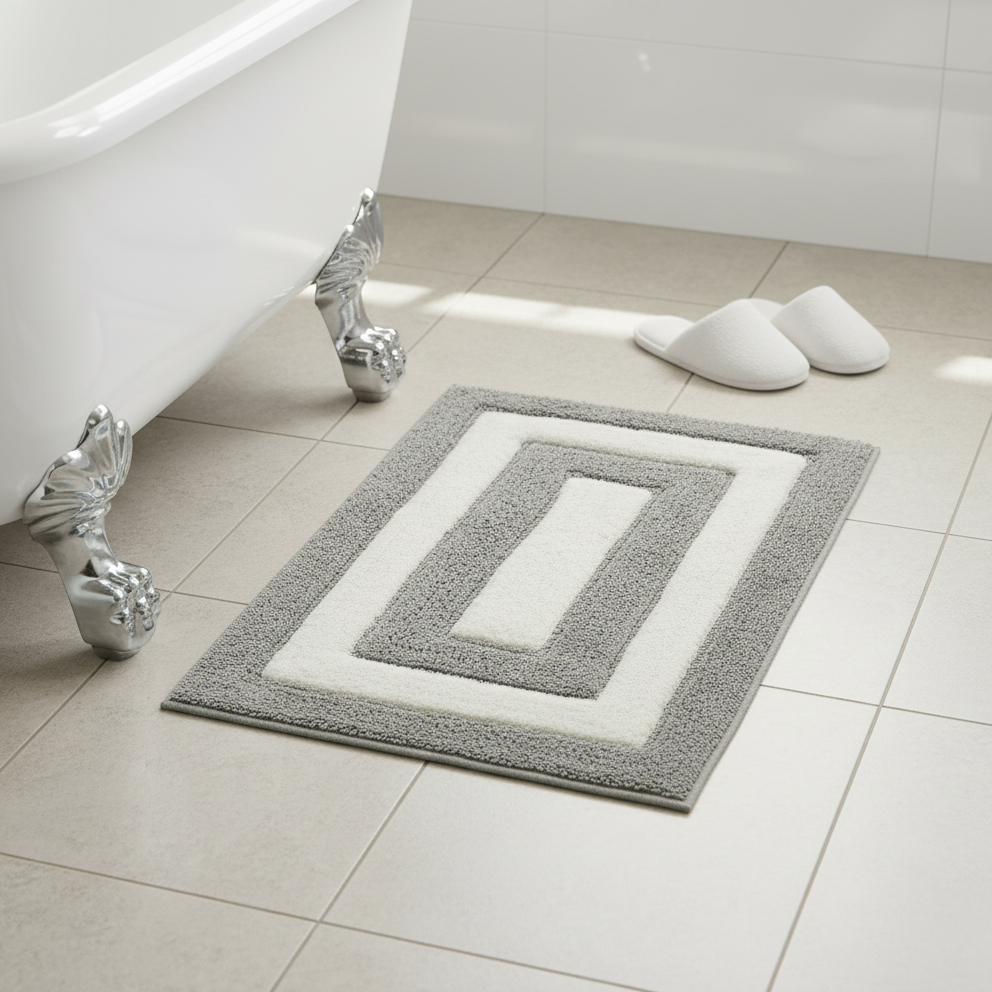 Dualis Cotton Bath Mat with Anti-Slip - 40x60cm, Light Grey