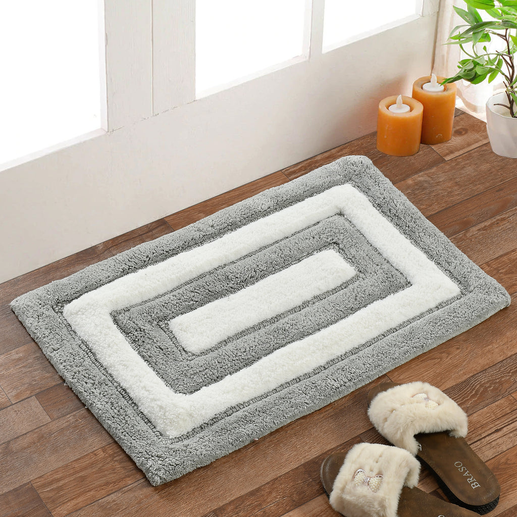 Dualis Cotton Bath Mat with Anti-Slip - 40x60cm, Light Grey