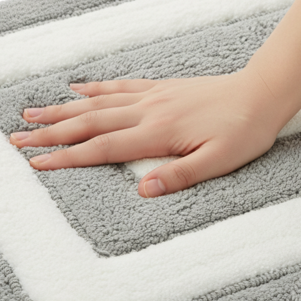 Dualis Cotton Bath Mat with Anti-Slip - 40x60cm, Light Grey