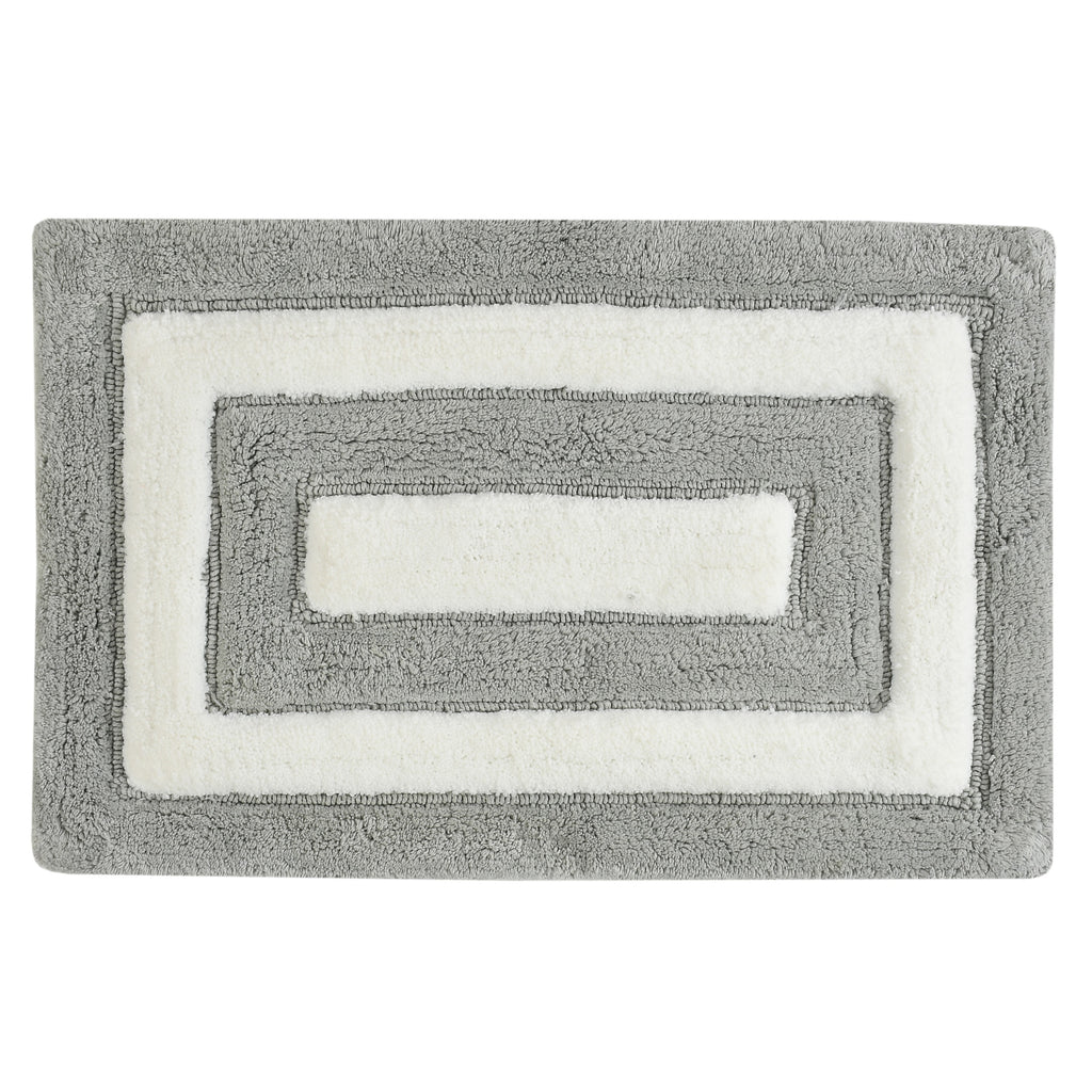 Dualis Cotton Bath Mat with Anti-Slip - 40x60cm, Light Grey