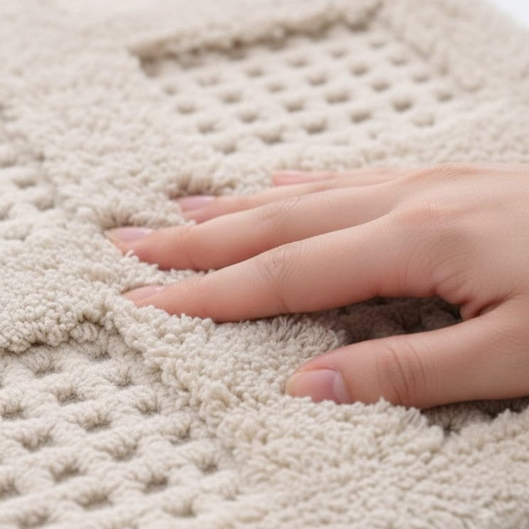 Waffley Cotton Bath Mat with Anti-Slip - 40x60cm, Ivory