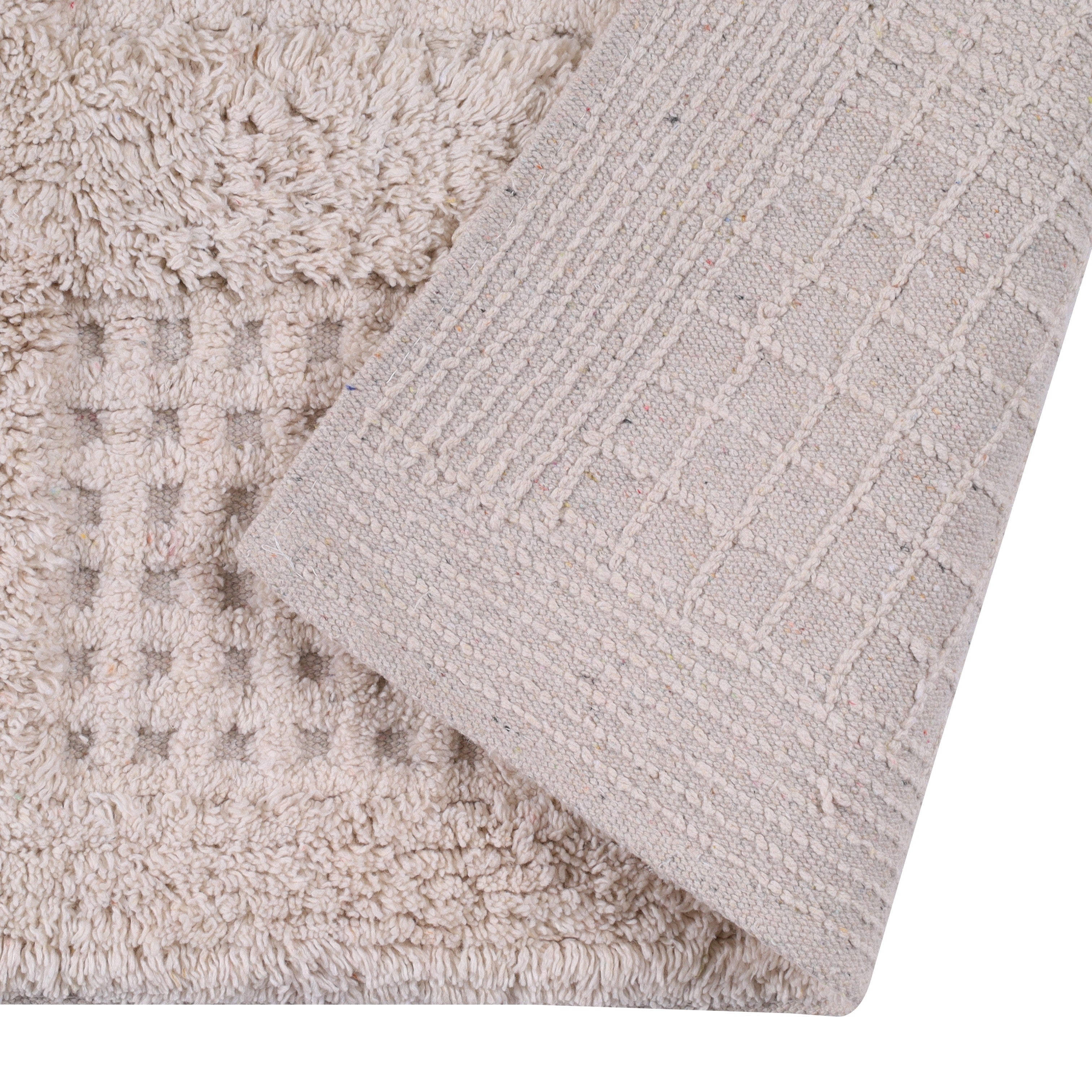 Waffley Cotton Bath Mat with Anti-Slip - 40x60cm, Ivory