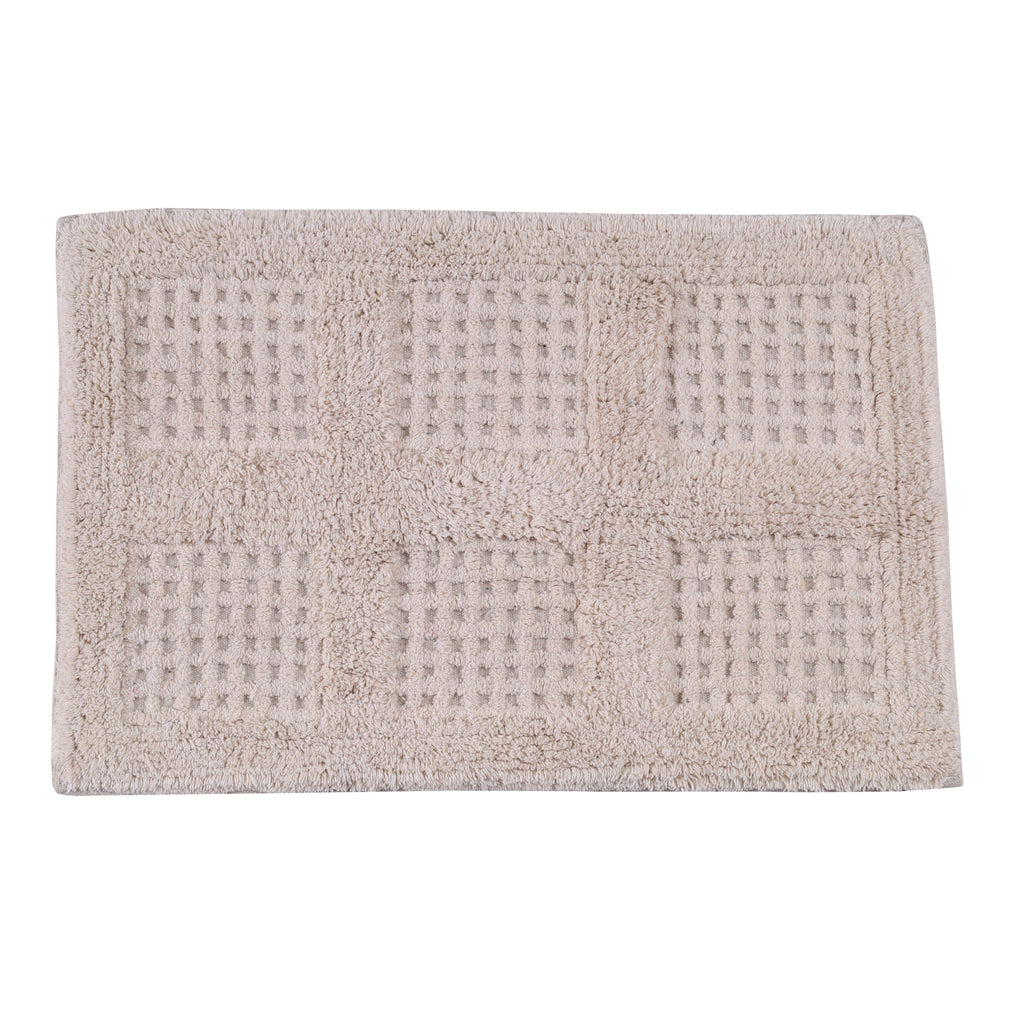 Waffley Cotton Bath Mat with Anti-Slip - 40x60cm, Ivory