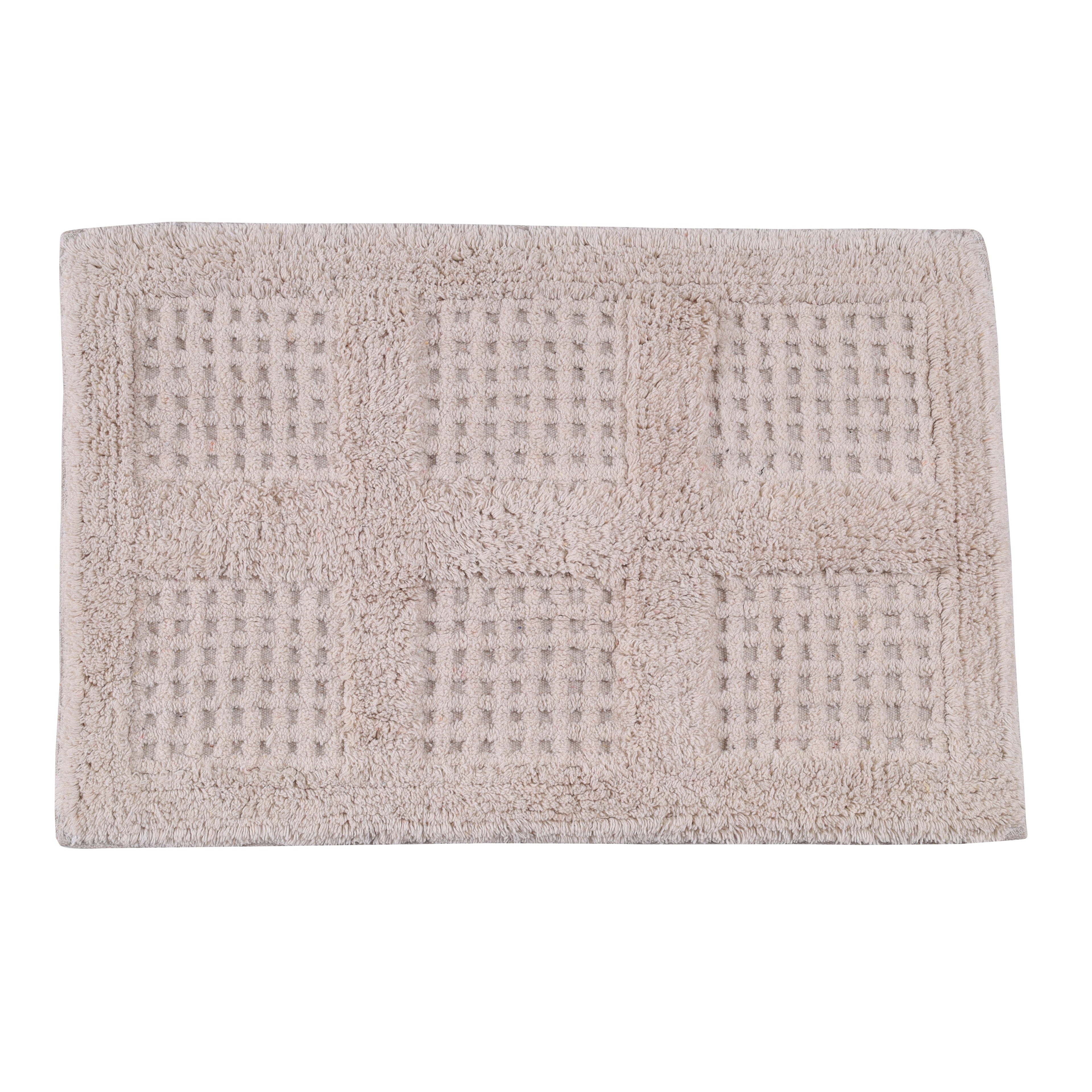 Waffley Cotton Bath Mat with Anti-Slip - 40x60cm, Ivory
