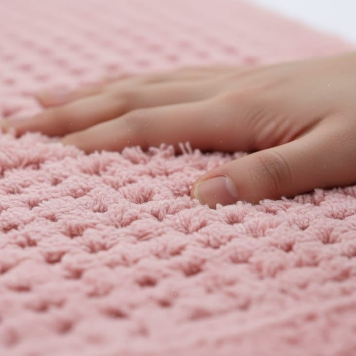 Waffley Cotton Bath Mat with Anti-Slip - 50x80cm, Pink