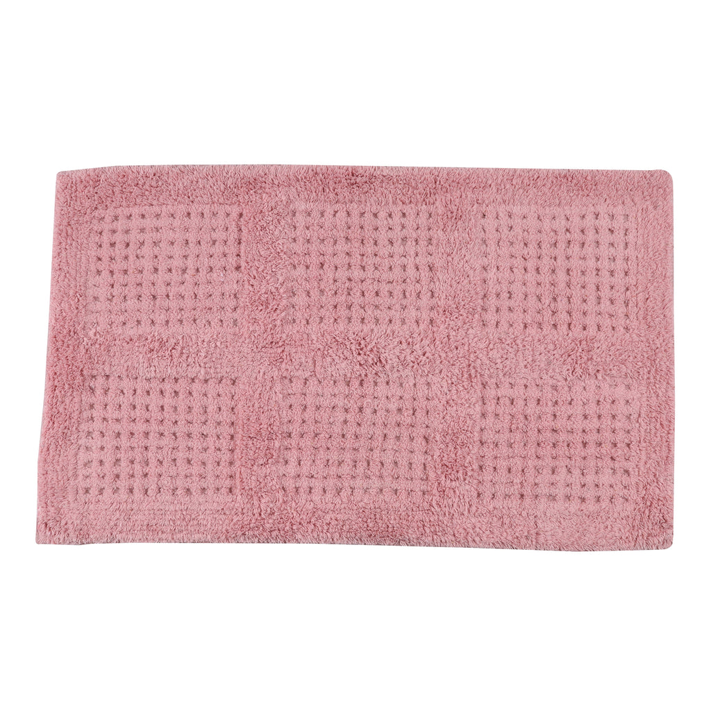 Waffley Cotton Bath Mat with Anti-Slip - 50x80cm, Pink